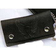USA-Made BW410-45 Oil Tanned 6.5" Biker Wallet Flying Eagle Black: 6