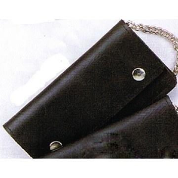 USA-Made BW829-23 7" Oil Tanned Wallet Black: 7 inch oil tanned biker wallet with chain