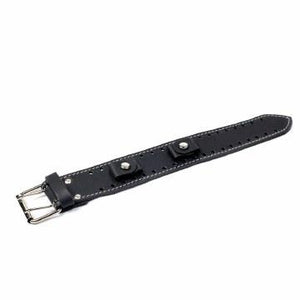 Watchband Bk W/White Stitching Black: Genuine LeatherMade in USA