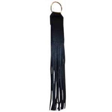 Fringed Key Ring Black: Leather fringe keychain