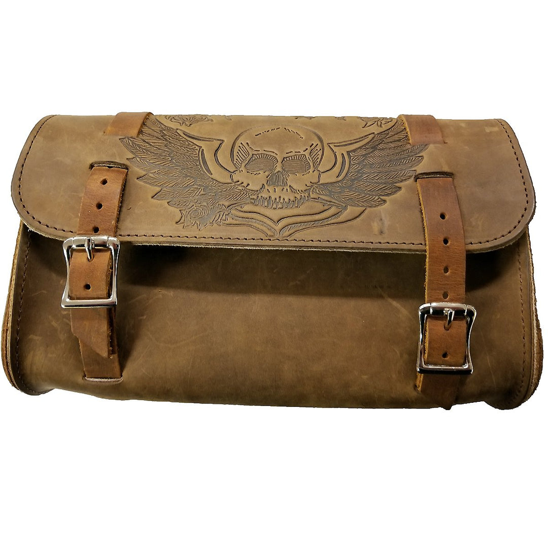 Tool Pouch Skull With Wings Brown