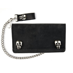 6" Biker Wallet W/Skull Snaps: Features:

Skull Snaps
12" Detachable Chain
I