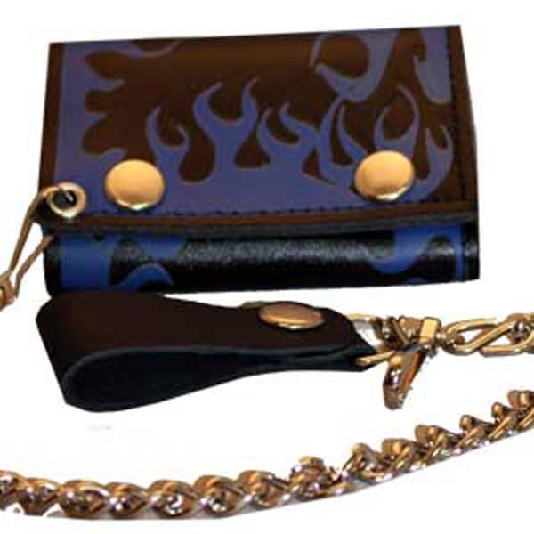 Blue Flame Trifold W/Chain - Eagle Leather