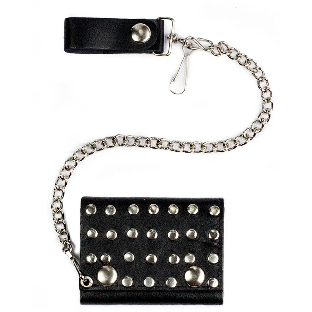 Studded Tri-Fold Chain Wallet