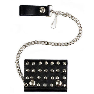 Studded Tri-Fold Chain Wallet