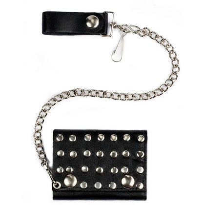 Studded Tri-Fold Chain Wallet