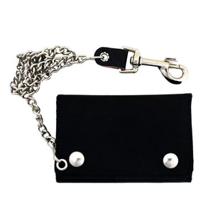 XL Tri-Fold Wallet Black: Features:
12" Detachable Chain with Claw Hook
Zippered Coin Pocket
2 Credit Card Slots
Open Pocket
