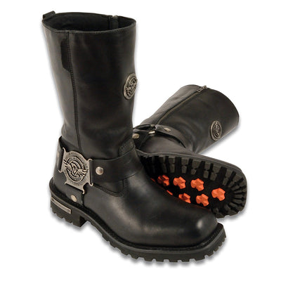 Milwaukee Leather Women's 11? Classic Harness Square Toe Boot - Black - Eagle Leather