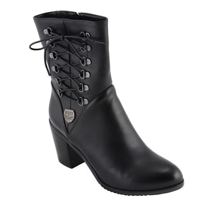Women's Side Lace Riding Boot: Features:

Synthetic Leather Upper
Anti-Slip Bottom
Riding Heel, Laced Side
Side Zipper Entry