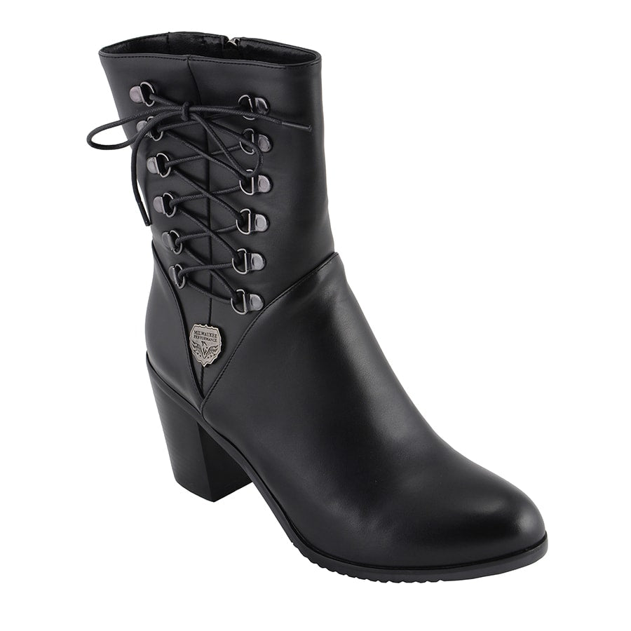Women's Side Lace Riding Boot: Features:

Synthetic Leather Upper
Anti-Slip Bottom
Riding Heel, Laced Side
Side Zipper Entry