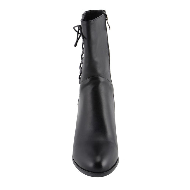 Women's Side Lace Riding Boot: Features:

Synthetic Leather Upper
Anti-Slip Bottom
Riding Heel, Laced Side
Side Zipper Entry