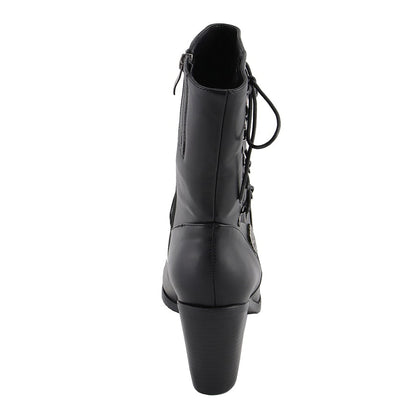 Women's Side Lace Riding Boot: Features:

Synthetic Leather Upper
Anti-Slip Bottom
Riding Heel, Laced Side
Side Zipper Entry