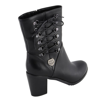 Women's Side Lace Riding Boot: Features:

Synthetic Leather Upper
Anti-Slip Bottom
Riding Heel, Laced Side
Side Zipper Entry