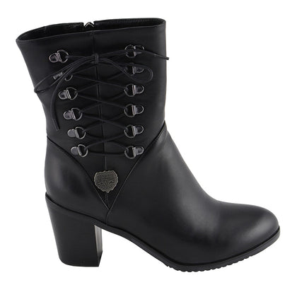 Women's Side Lace Riding Boot: Features:

Synthetic Leather Upper
Anti-Slip Bottom
Riding Heel, Laced Side
Side Zipper Entry