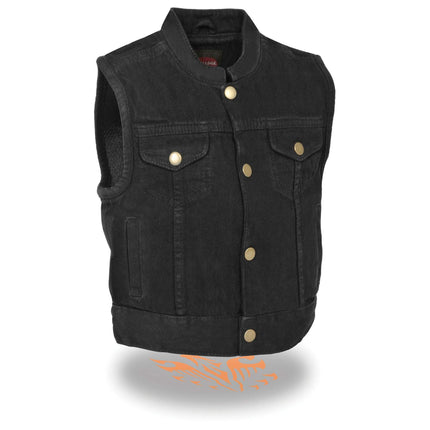 Kids Black Denim Club Vest - Eagle Leather