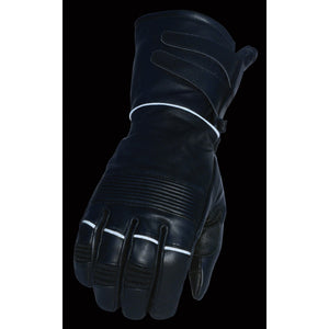 Men's Winter Gauntlet Gloves: Premium Aniline Cowhide
Thermal Lined w/ Double Strap Cuff
Elasticized Knuckles
Padded Palm w/ 
