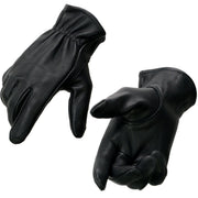 Milwaukee Leather MG7595 black deerskin driving gloves, palm and back views