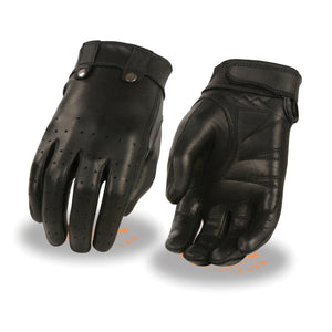 Ladies Perf Driving Glove: Premium Anailine Cowhide
LIghtly Lined w/ Gel Palm
Adjustable Wrist Strap Closure &amp; Cuff Snaps