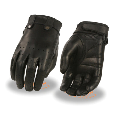 Ladies Perf Driving Glove: Premium Anailine Cowhide
LIghtly Lined w/ Gel Palm
Adjustable Wrist Strap Closure &amp; Cuff Snaps