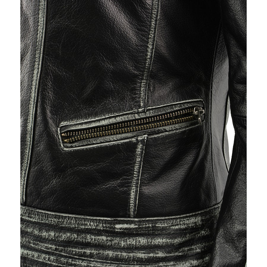 Women's Rebel Jacket Grey: Features:

Lightweight Distressed Leather with Rubbed Seams
Zipper Front with Four Front Pockets
I