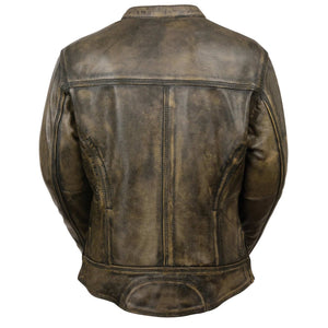 Ladies Distressed Grey Jacket: Features:

This women's long body gray leather jacket features a worn-in, vintage look but kee