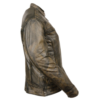 Ladies Distressed Grey Jacket: Features:

This women's long body gray leather jacket features a worn-in, vintage look but kee