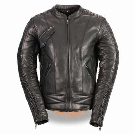 Milwaukee Leather Women's Racer Jacket with Phoenix Studding & Embroidery - Eagle Leather