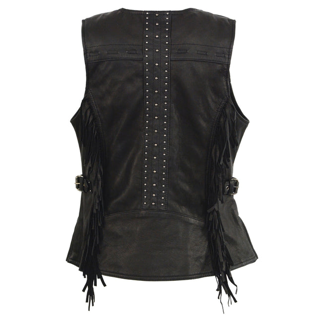 Ladies Studded Back Fringe Vest