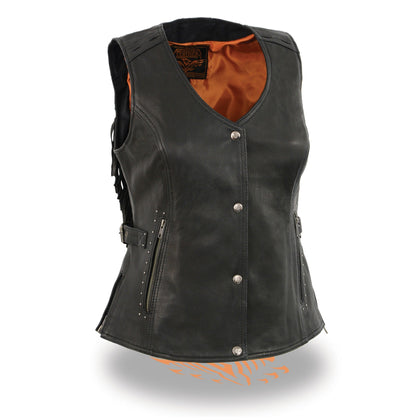 Ladies Studded Back Fringe Vest: Features:

1