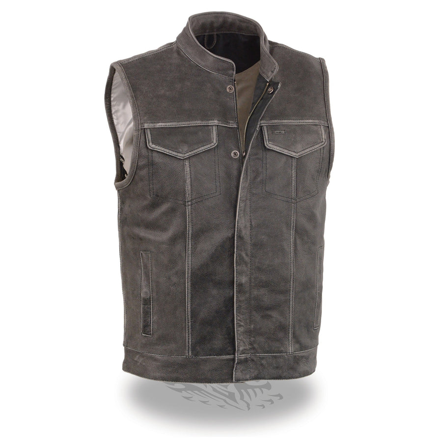 Milwaukee Leather Men's Open Neck Vest Gray - Eagle Leather