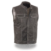 Men's Open Neck Club Style Vest: Features:

Men’s Distressed Grey Open Neck Snap/Zip Front Club Style Vest
Premium Milled Dis