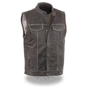 Men's Open Neck Club Style Vest: Features:

Men’s Distressed Grey Open Neck Snap/Zip Front Club Style Vest
Premium Milled Dis