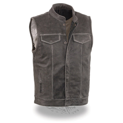 Men's Open Neck Club Style Vest: Features:

Men’s Distressed Grey Open Neck Snap/Zip Front Club Style Vest
Premium Milled Dis