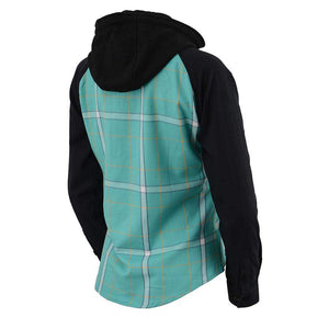 Women's Teal Flannel Shirt: Women’S Button Front Long Sleeve Cotton Flannel Shirt W/ Detachable Hood