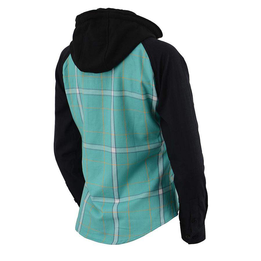 Women's Teal Flannel Shirt: Women’S Button Front Long Sleeve Cotton Flannel Shirt W/ Detachable Hood