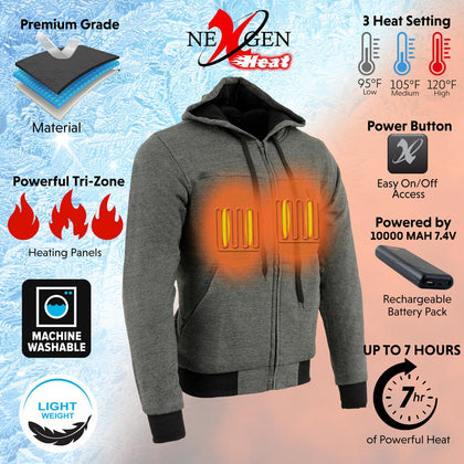 Men's Heated Fleece Hoodie: Features:

Durable Material – Cotton Exterior with Thermal Inside Lining, Knit Cuff and Waistband
