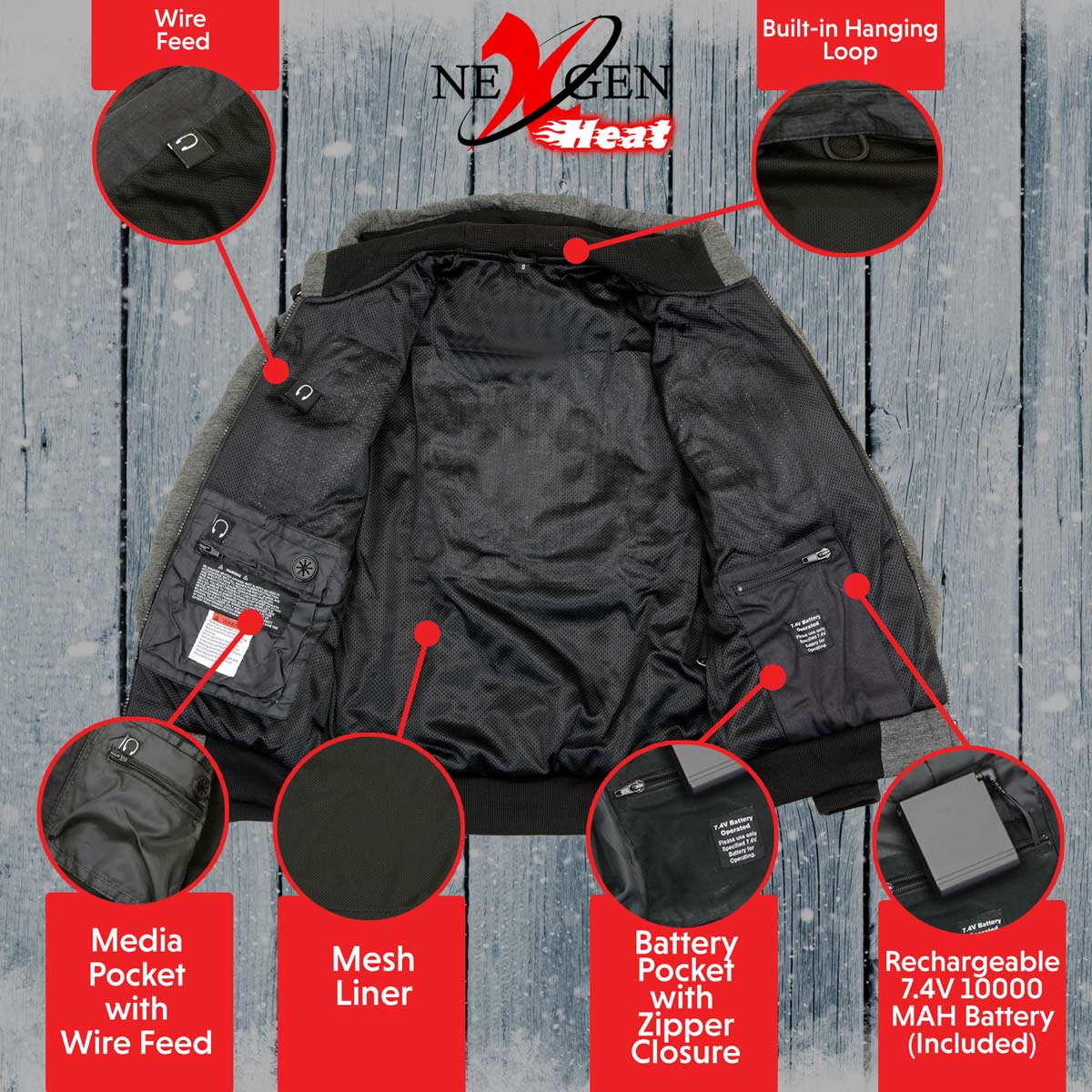 Men's Heated Fleece Hoodie: Features:

Durable Material – Cotton Exterior with Thermal Inside Lining, Knit Cuff and Waistband