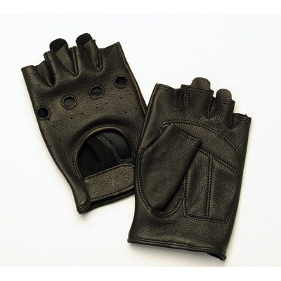 Napa Glove Deerskin Easy Pull Fingerless Gloves - Black - Eagle leather