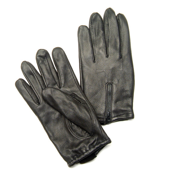 Napa Glove Deerskin with Zipper Gloves - Black - Eagle leather