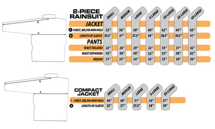 WP-8000 WeatherPro Rain Suit: Feature:

2-piece 100% waterproof motorcycle rain suit

Soft polyester outer shell with PVC bac