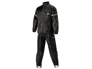 WP-8000 WeatherPro Rain Suit: Feature:

2-piece 100% waterproof motorcycle rain suit

Soft polyester outer shell with PVC bac