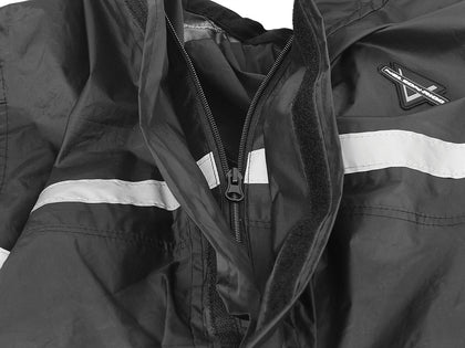 WP-8000 WeatherPro Rain Suit: Feature:

2-piece 100% waterproof motorcycle rain suit

Soft polyester outer shell with PVC bac