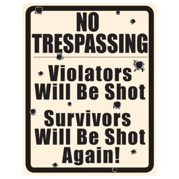 No Tresspassing w/Holes Sign