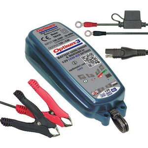Optimate 3 Battery Charger: FeaturesOptiMate 3 is suitable for all types of 12V lead-acid batteries of rated capacity from 3 