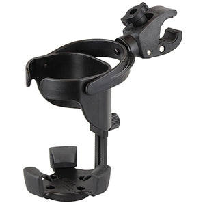RAM Complete Large Cup Holder With Claw Mount: The RAM-B-132-400U consists of the small Tough-Claw™ base and RAM Level Cup™ S