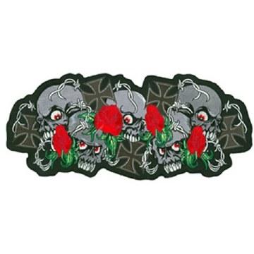 Skull & Roses Patch: Heat-sealed backing for easy iron-on application