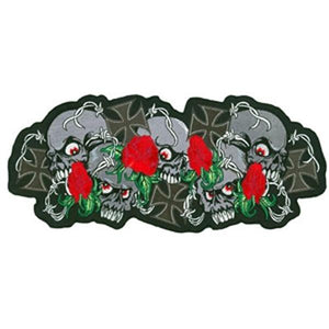 Skull & Roses Patch: Heat-sealed backing for easy iron-on application