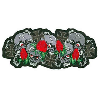 Skull & Roses Patch: Heat-sealed backing for easy iron-on application