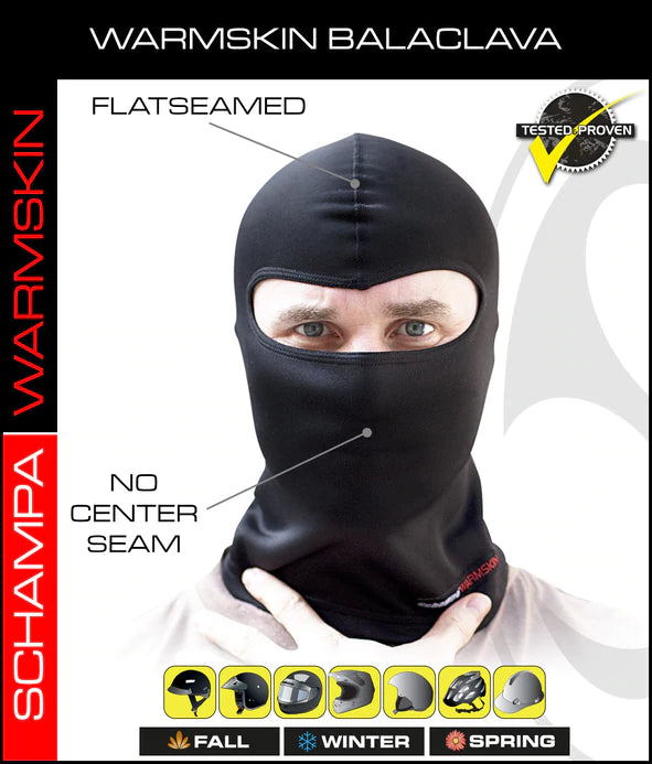 Warm Skin Balaclava Black: Description
This is the warmest skin tight balaclava that Schampa makes