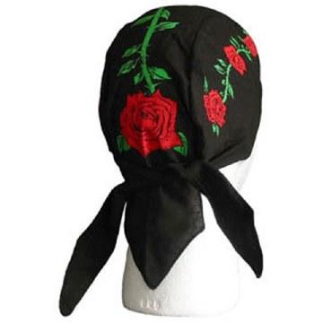 Classic Skull Cap - Red Roses on Black